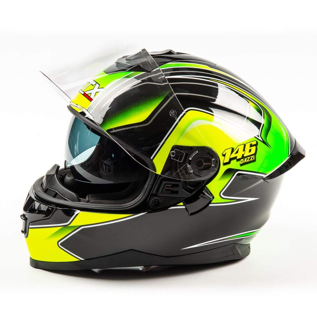 Шлем мото интеграл GTX 5672 #3 (S) BLACK/FLUO YELLOW GREEN (2 визора)