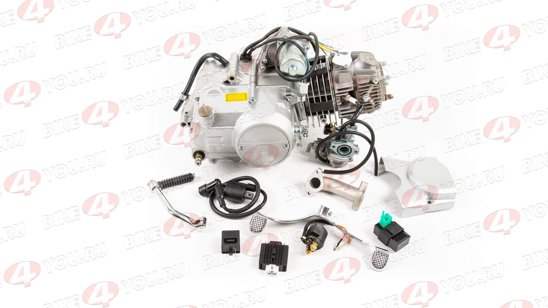 Двигатель 125см3 152FMI (52.4x55.5) механика, 4ск, стартер сверху Двигатель 125см3 152FMI (52.4x55.5) механика, 4ск, стартер сверху