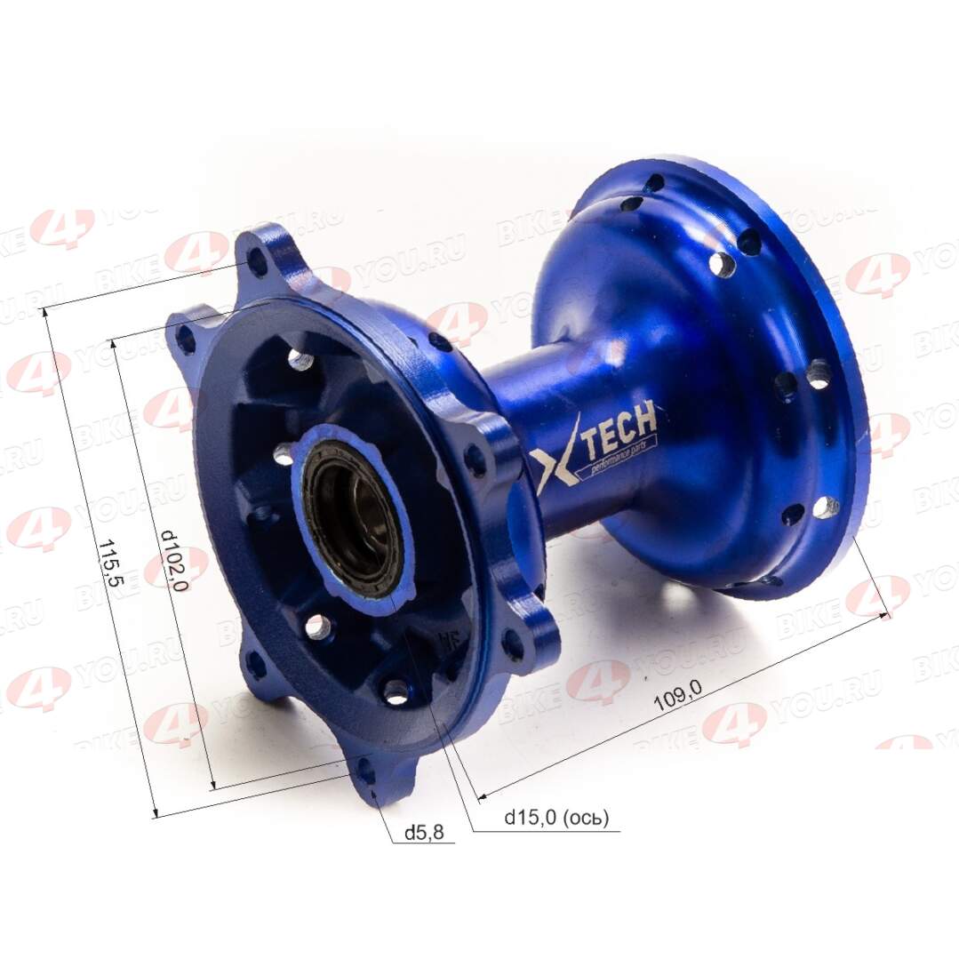 Ступица передняя CNC (R21" d=15mm) синяя X-TECH Ступица передняя CNC (R21" d=15mm) синяя X-TECH
