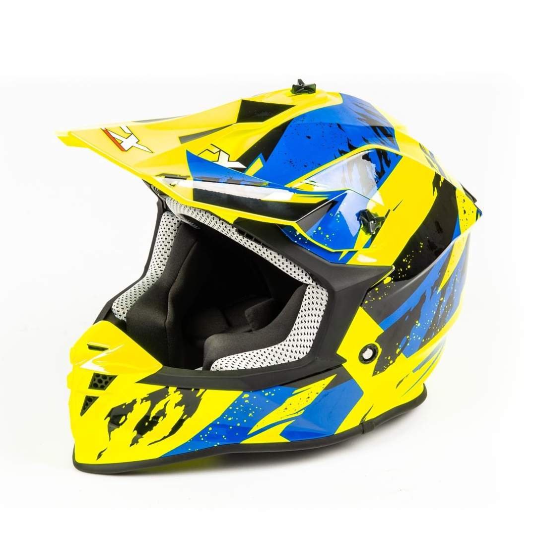 Шлем мото кроссовый GTX 633 #1 (XL) FLUO YELLOW/BLUE BLACK