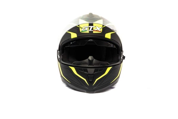 Шлем мото интеграл GTX 5672 #5 (XL) BLACK/FLUO YELLOW/GREY