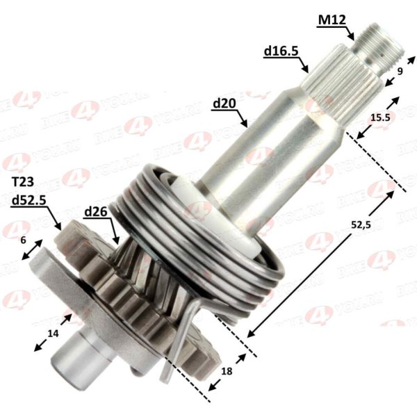 Вал кикстартера в сборе 250 166MM M7 2str LONCIN