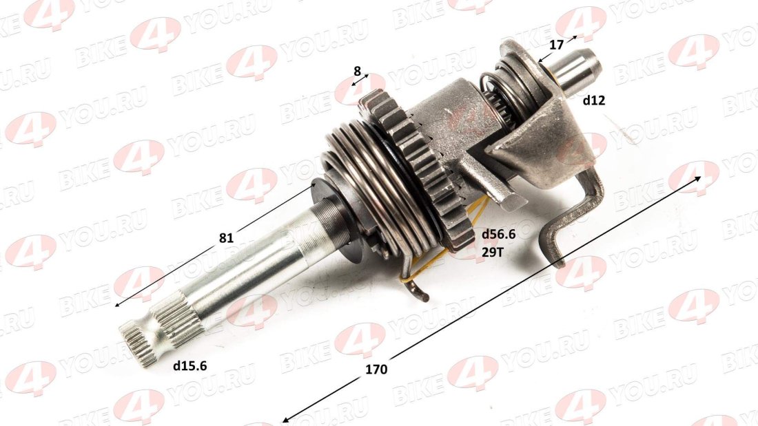Вал кикстартера в сборе 172FMM-3A (CB250-F)