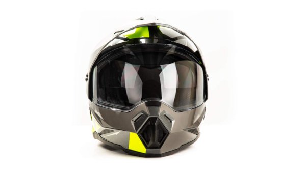 Шлем мото мотард HIZER J6802 #1 (S) gray/lemon (2 визора)
